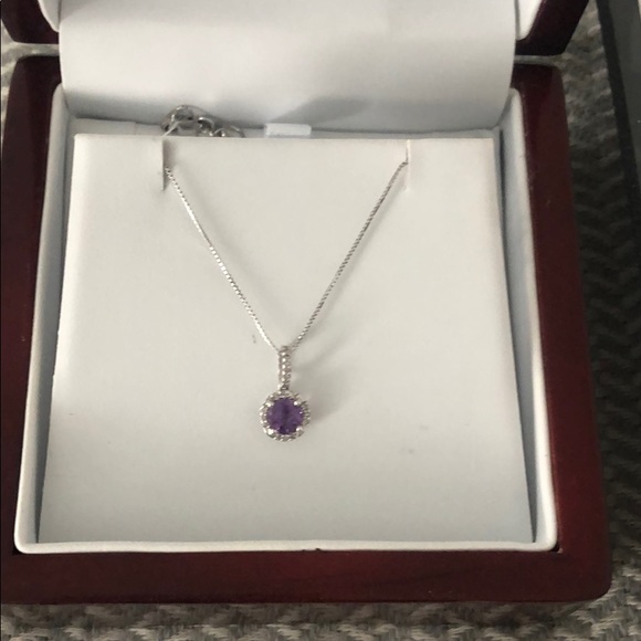 Diamond-crusted Amethyst necklace. - Picture 1 of 6